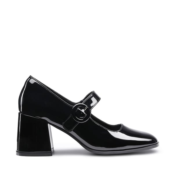 Chunky Mary Jane Pumps - BRIGHT BLACK - 2
